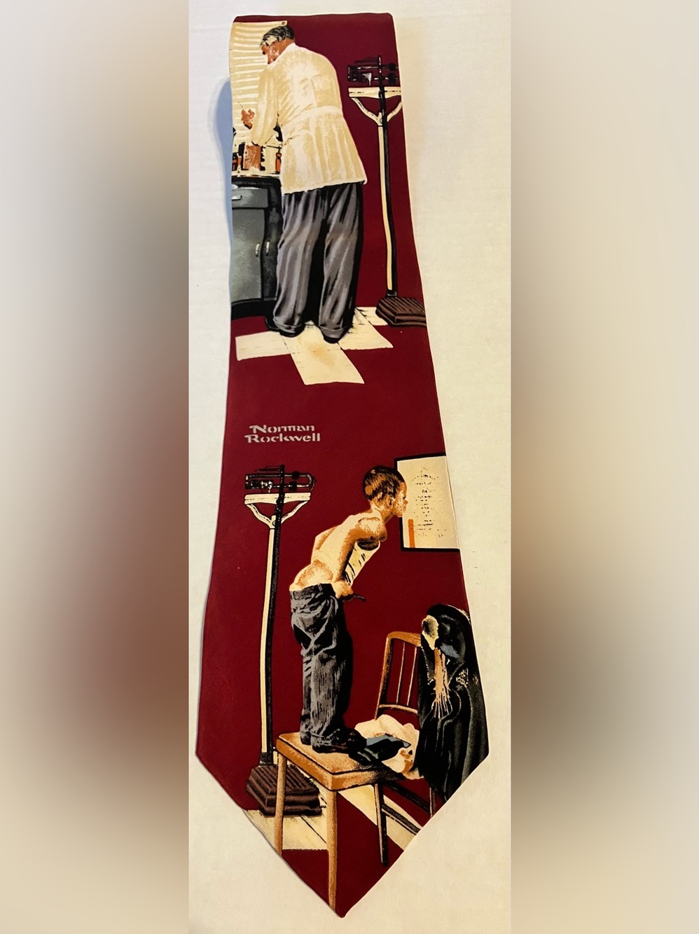 Norman Rockwell red Silk Tie Saturday Evening Post Shot Time